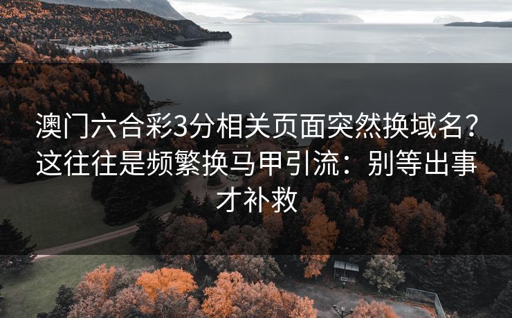 澳门六合彩3分相关页面突然换域名？这往往是频繁换马甲引流：别等出事才补救