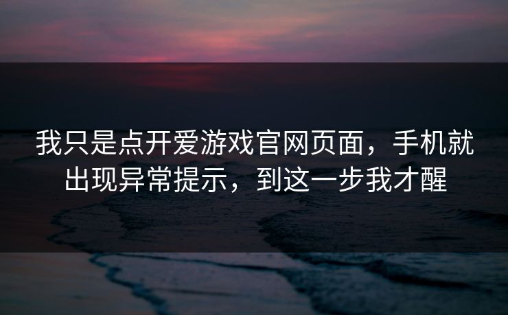 我只是点开爱游戏官网页面，手机就出现异常提示，到这一步我才醒