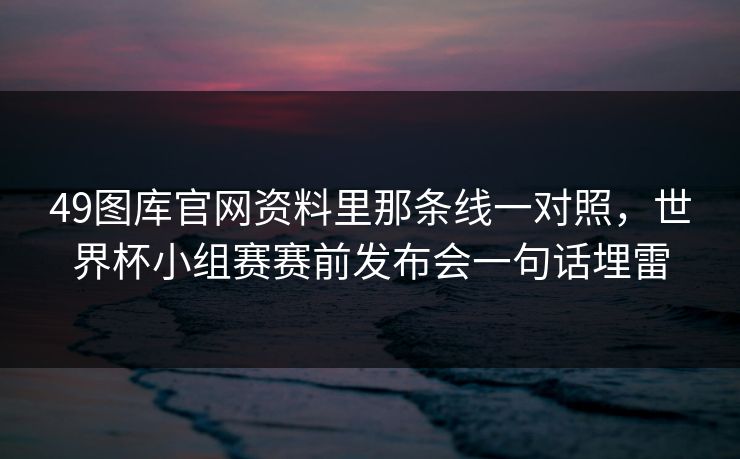 49图库官网资料里那条线一对照，世界杯小组赛赛前发布会一句话埋雷