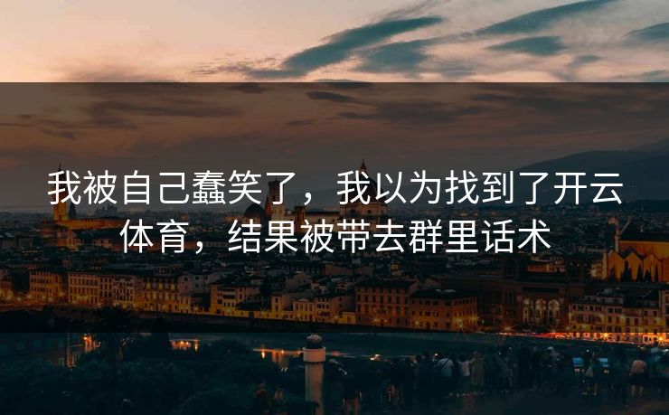 我被自己蠢笑了，我以为找到了开云体育，结果被带去群里话术