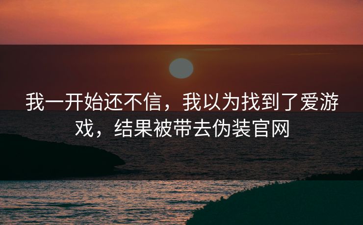 我一开始还不信，我以为找到了爱游戏，结果被带去伪装官网