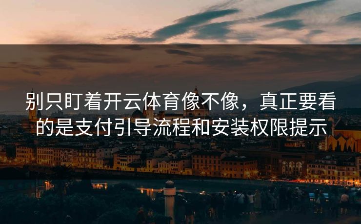 别只盯着开云体育像不像，真正要看的是支付引导流程和安装权限提示
